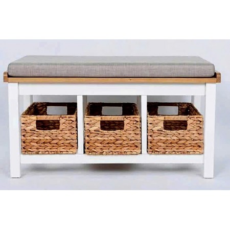 385245 : Ghế Băng Gỗ Sồi + Nệm Với Rỗ Lục Bình